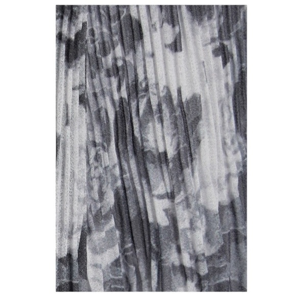 Ganni Floral Print Plisse Crepe de Chine Midi Dress Phantom Gray Size 36 NEW - Picture 4 of 16